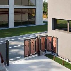 Curve sliding gate system with curved track installed at villa entrance in UAE